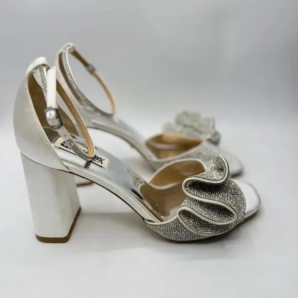 Badgley Mischka  Poppy Rhinestone Bejeweled Block Heel US 8 NEW - Picture 6 of 12